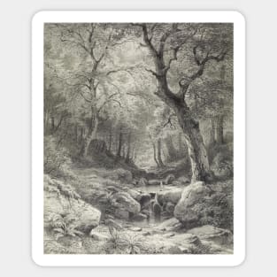 Forest Scene Pencil Illustration Sticker